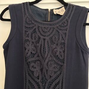 Sea Navy Sleeveless Lace Dress